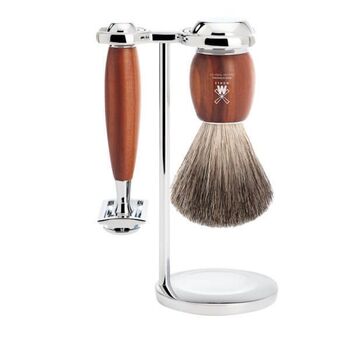 Set de rasage 3 pièces Muhle Vivo sécurité bois de prunier