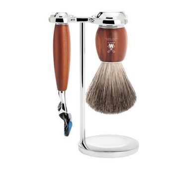 Set de rasage 4 pièces Muhle Vivo fusion bois de prunier avec bol