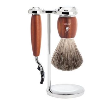 Mühle Vivo Mach3® 3-teiliges Rasier-Set, Pflaumenholz-Finish