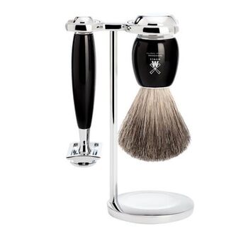 Mühle Vivo 3-teiliges Sicherheitsrasierset, schwarzes Harz