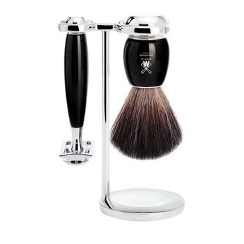 Set de rasage 3 pièces Muhle Vivo sécurité-synthétique noir-manche résine noir