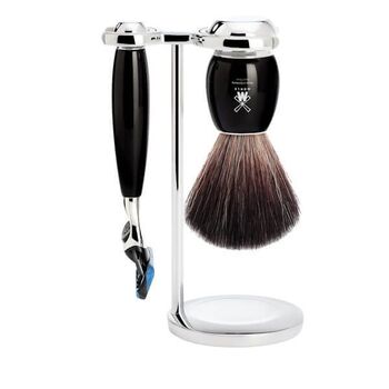 Mühle Vivo Fusion 3-teiliges Rasier-Set – schwarze Kunststoffklinge – schwarzer Harzgriff