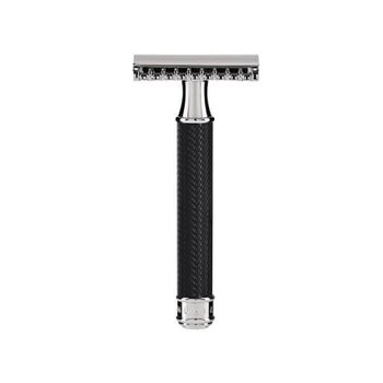 Muhle Tradition black metal safety razor and open comb