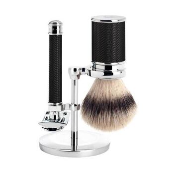 Set 3 pièces Muhle Tradition sécurité chromé synthétique métal noir