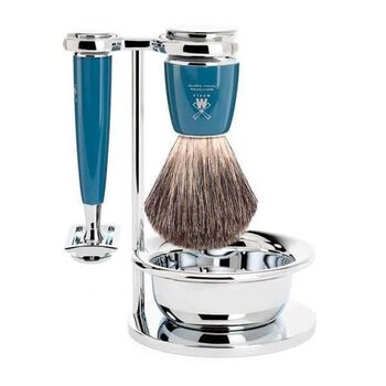 4-piece set, blue Muhle Rytmo safety blade, pure black