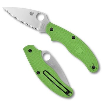 Couteau de poche à dents Spyderco UK Penknife salt vert