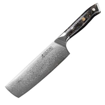 Nakiri knife Wusaki Sakin Damascus blade 17cm