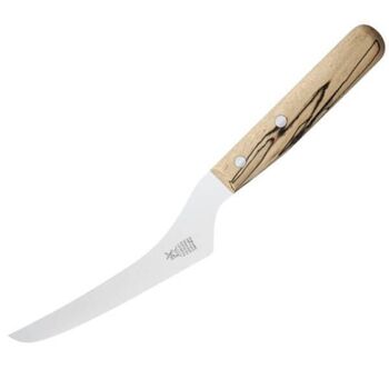 Windmühlenmesser cheese knife, glazed beechwood handle, stainless steel blade.