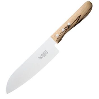 Windmühlenmesser Santoku knife, 16.5 cm blade, glazed beechwood handle.