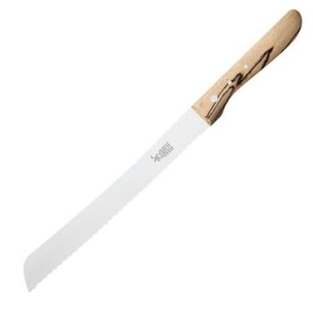 Windmühlenmesser bread knife, 22 cm blade, glazed beechwood handle