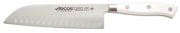 Forged scalloped Santoku Arcos Riviera White
