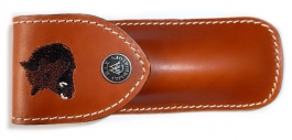 Etui de couteau en cuir Max Capdebarthes broderie sanglier