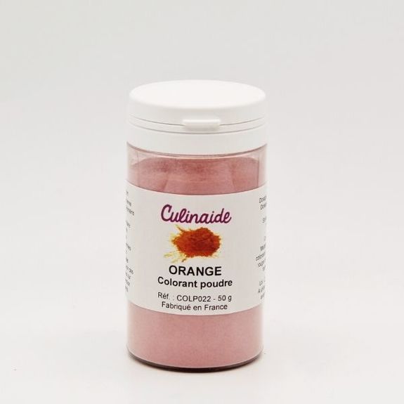 COLORANT POUDRE ORANGE - Jaune orangé  E110, Tartrazine E102 Ponceau 4R, rouge cochenille A E124