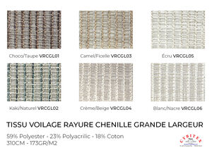 Tissu Voilage Rayure Chenille Grande Largeur (310 cm)
