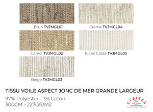 Tissu Voile aspect jonc de mer Grande Largeur (300 cm)