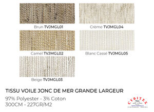 Tissu Voilage Jonc de Mer Grande Largeur (300 cm)