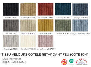 Tissu Velours Côtelé Retardant Feu Côtes 1cm
