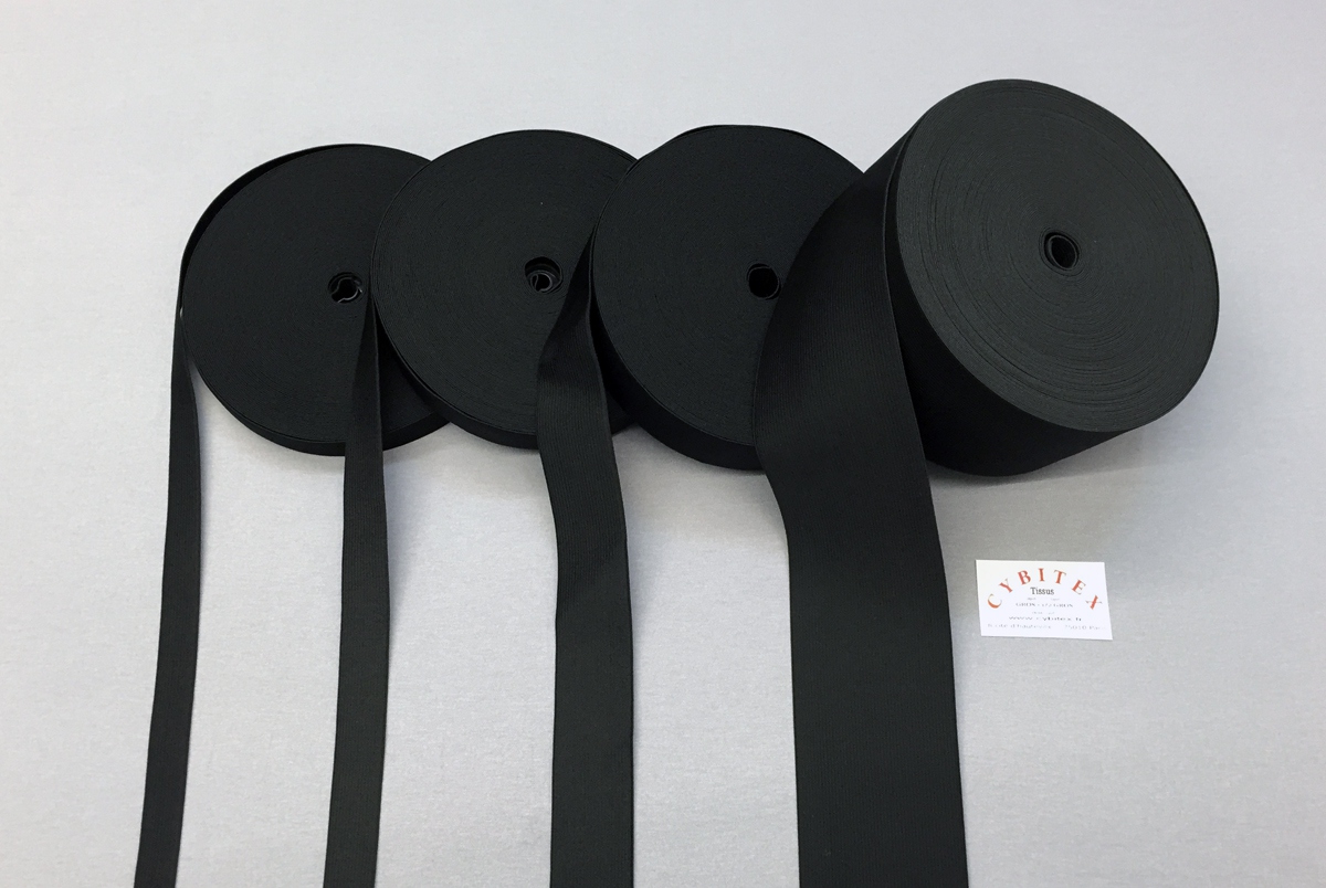 Bande élastique Double Face En Sergé - 2,5 Cm De Large X 2,8 M De Long - Noir - Pour Ceinture, Couture Vêtements - 2