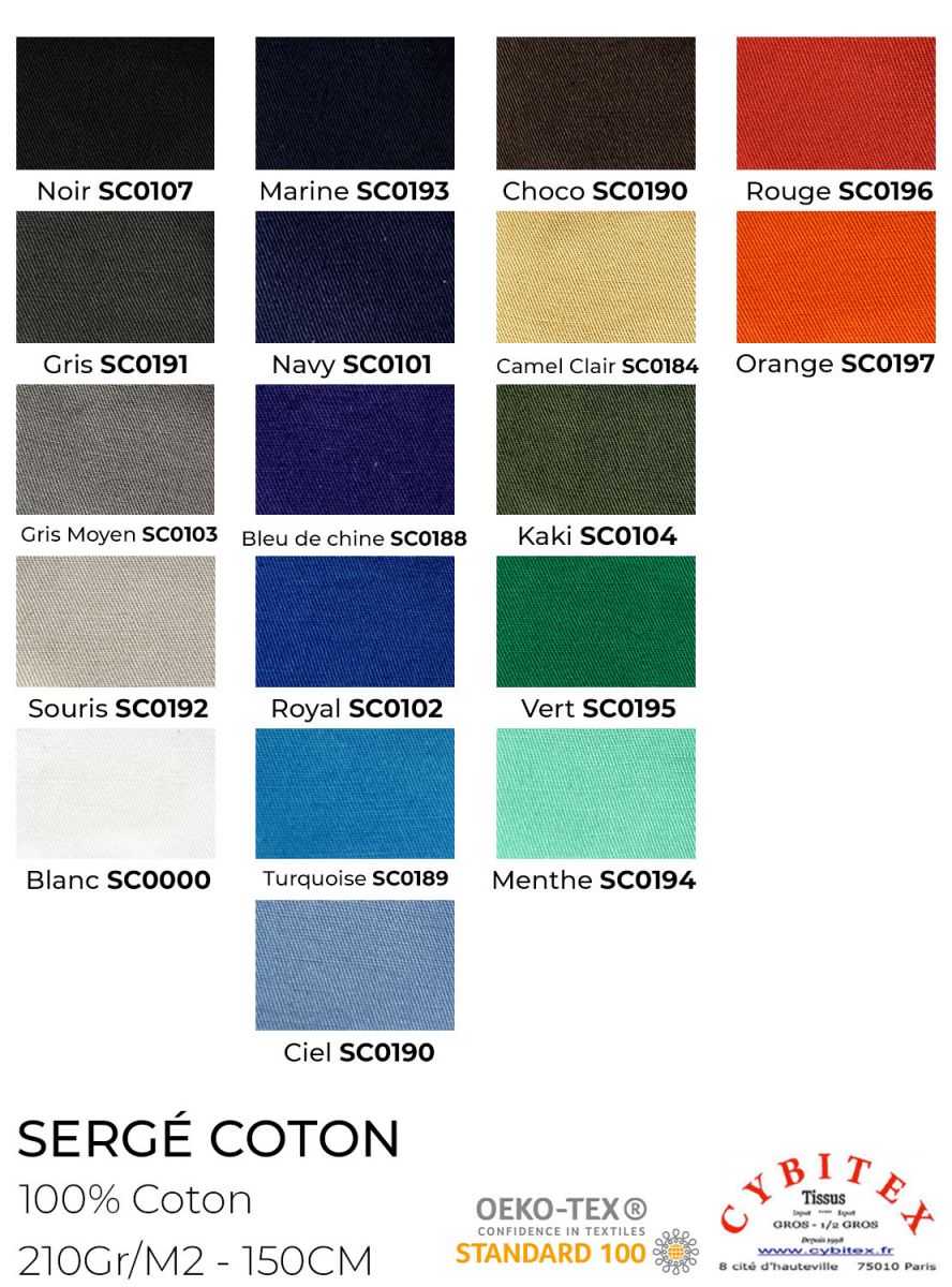 Sergé coton, tissus en gros CYBITEX