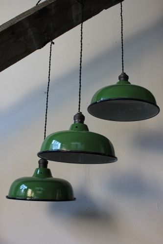 abat jour emaillee lampe industrielle vert bouteille