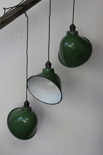 abat jour emaillee lampe industrielle vert bouteille