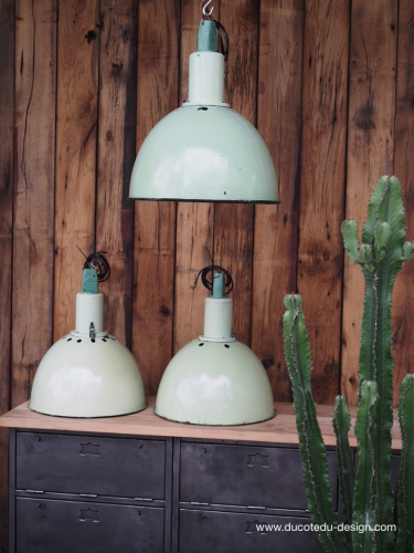 abat jour emaillee vert lampe industrielle
