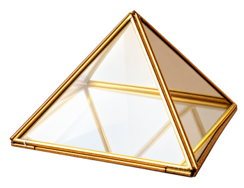 Pyramide en verre structure laiton NOUVEAU
