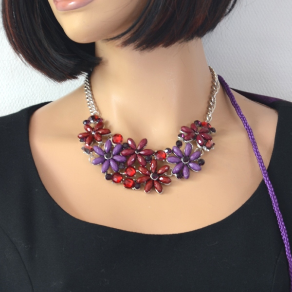 Collier Perle Violet foncé Prune Argenté/Argent diamètre 15 mm Collier Perle Violet foncé Prune Argenté/Argent diamètre 15 mm