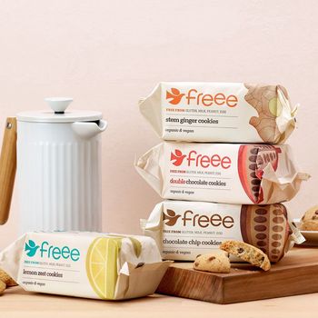 Véritables cookies anglais DOUBLE CHOCOLAT BIO vegan sans allergènes Doves Farm Freee : 180 grammes