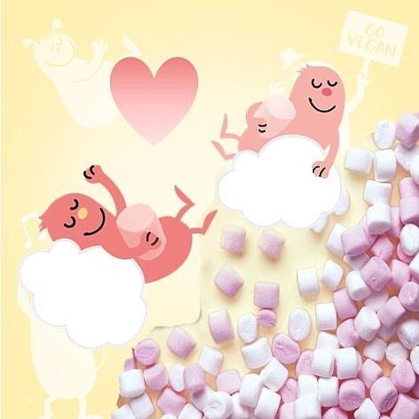 Mini pink & white MELLOWS vegan sans allergènes Free from fellows : 105 grammes