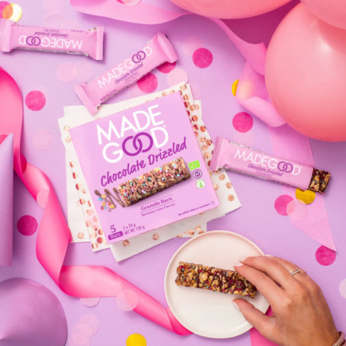 5 BARRES granola "Gâteau d'anniversaire" BIO vegan sans allergènes MadeGood : (5x24g) = 120 grammes