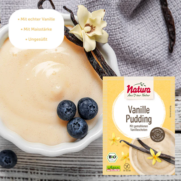 PUDDING VANILLE sans sucre ajouté BIO vegan sans allergènes Natura : (3x40g) = 120g