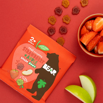 Little PAWS (en forme de pattes d'ours) fraise pomme vegan sans allergènes Bear : (5x20g) = 100 grammes