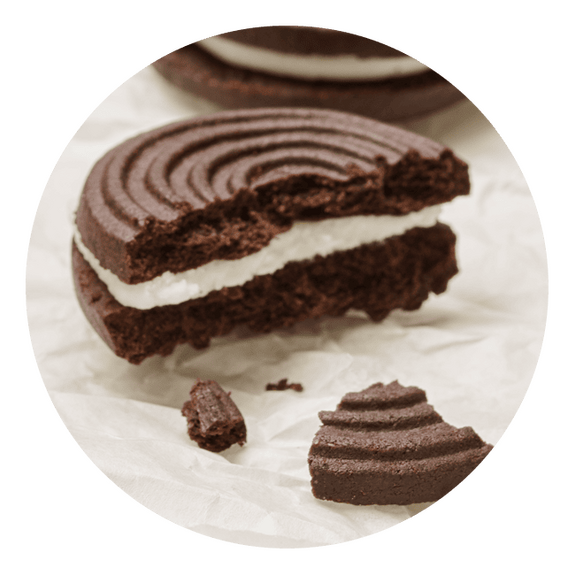 Biscuits au cacao fourrés d'une crème vanille vegan sans allergènes Hammermülhe : 125 grammes