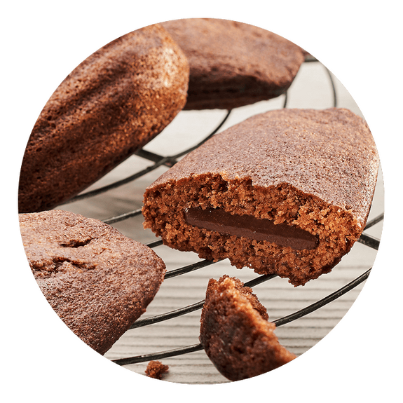 Madeleines au CHOCOLAT sans gluten, sans lait, sans soja, sans arachide Hammermülhe : (6x30g) = 180 grammes