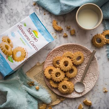 Biscuits au SARRASIN et COCO en forme de fleur BIO sans gluten, sans lait, sans arachide Sarchio : 200 grammes