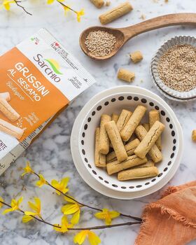 Snackerini au SÉSAME BIO vegan sans gluten sans lait sans oeufs sans soja sans coque sans arachide Sarchio : 180 grammes