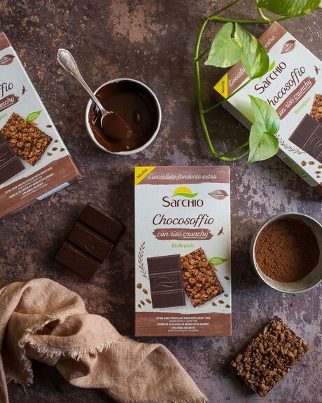 CHOCOSOFFIO (chocolat NOIR extra au riz soufflé) BIO vegan sans gluten sans oeufs sans coque sans arachide : (3x25g) = 75g