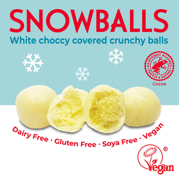 SNOWBALLS (Boules de neige en chocolat BLANC) vegan sans allergènes Moo Free : 35 grammes