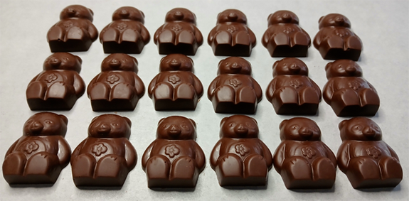 4 OURSONS Teddy BLEU en chocolat Alternative au lait (sans lait) BIO vegan sans allergènes Exquidia : 50g