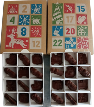 Calendrier de l'Avent en chocolat ALTERNATIVE au lait (sans lait) BIO vegan sans allergènes Exquidia : 120g