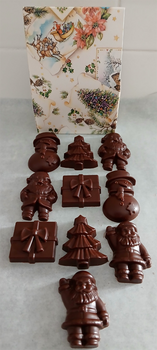 Pochette surprise + 10 décors de Noël en chocolat NOIR 56% BIO sans allergènes BIO vegan sans allergènes Exquidia : 124g