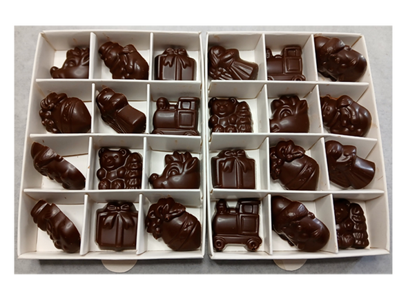 Calendrier de l'Avent (vert, blanc ou rouge) en chocolat NOIR 56% BIO vegan sans allergènes Exquidia : 120g