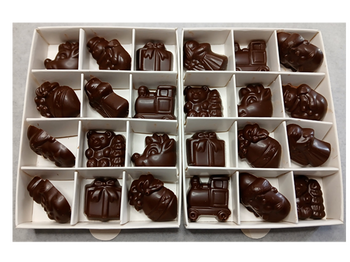 Calendrier de l'Avent (vert, blanc ou rouge) en chocolat NOIR 56% BIO vegan sans allergènes Exquidia : 120g