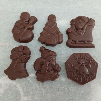 18 figurines de Noël en chocolat NOIR ONCTUEUX 60% BIO sans allergènes Exquidia : 126 grammes