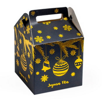 Cube noir et doré + 6 figurines de Noël en chocolat ALTERNATIVE au lait (sans lait) BIO vegan sans allergènes Exquidia : 42g