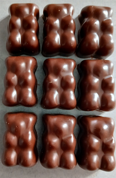 9 PETITS OURSONS (CUBE) en chocolat ALTERNATIVE au lait (sans lait) BIO vegan sans allergènes Exquidia : 54g