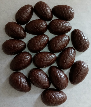 18 DEMI-OEUFS en chocolat NOIR ONCTUEUX 60% BIO vegan sans allergènes Exquidia : 120g