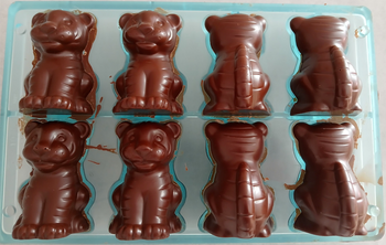 LIONCEAU CREUX (Mickey ROUGE) en chocolat ALTERNATIVE au lait (sans lait) BIO vegan sans allergènes Exquidia : 55g