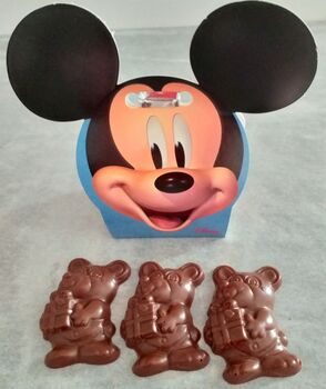 3 petites SOURIS "Oreilles de Mickey" en chocolat ALTERNATIVE au lait (sans lait) BIO vegan sans allergènes Exquidia : 24g